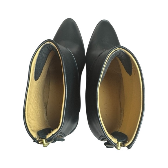 Nisolo Dari Black Leather Commuter Ankle Boots With Back Gold Zipper Size 6.5 - Picture 7 of 11